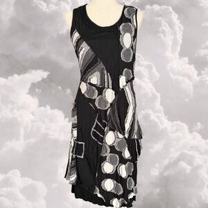 Retro patchwork whimsy goth midi dress by Cativa size L